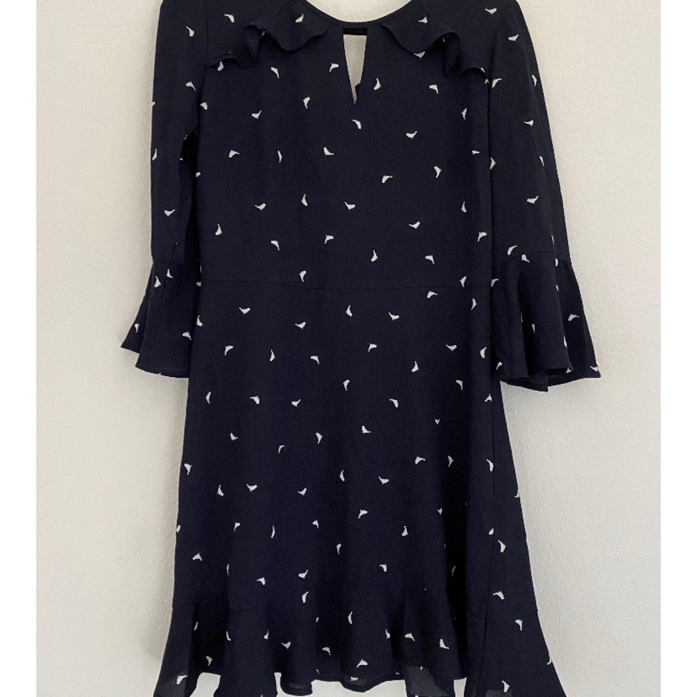 Target Xhiliration Dress Navy Blue With Ruffle And Birds